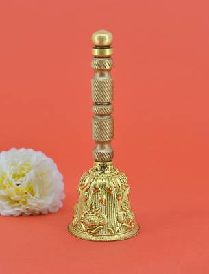 traditional "kalash design" brass antique gold plated bell(pooja ghantee) 1
