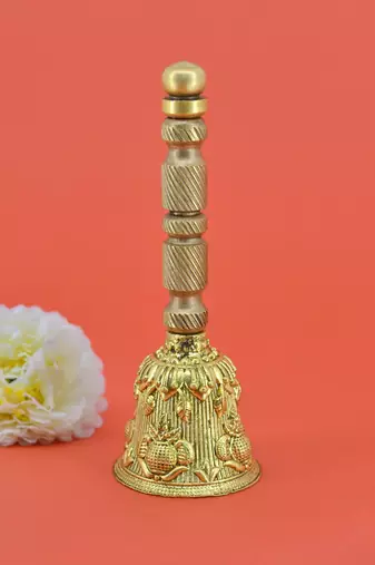 traditional "kalash design" brass antique gold plated bell(pooja ghantee)