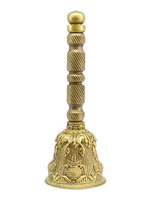 traditional "kalash design" brass antique gold plated bell(pooja ghantee) 2