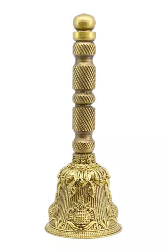 traditional "kalash design" brass antique gold plated bell(pooja ghantee)