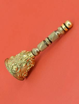 traditional "kalash design" brass antique gold plated bell(pooja ghantee) 3