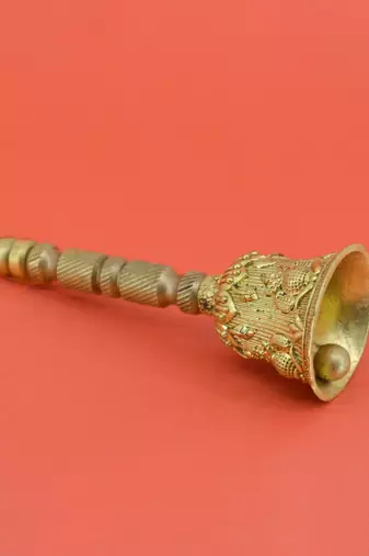 traditional "kalash design" brass antique gold plated bell(pooja ghantee)