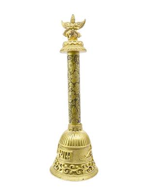 traditional "god garuda and shree shyam" brass antique gold plated bell(pooja ghantee) 2