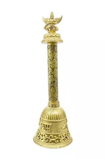 traditional "god garuda and shree shyam" brass antique gold plated bell(pooja ghantee)