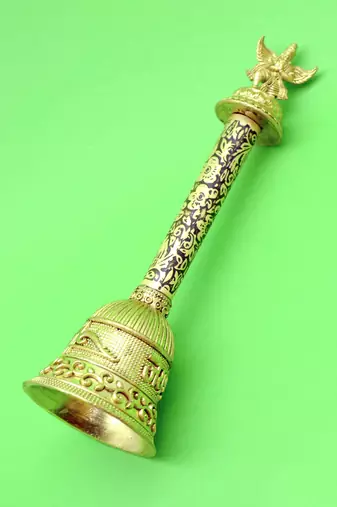 traditional "god garuda and shree shyam" brass antique gold plated bell(pooja ghantee)