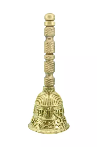 traditional "jai shree ram" brass antique gold plated bell(pooja ghantee)