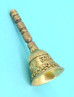 traditional "jai shree ram" brass antique gold plated bell(pooja ghantee) 3