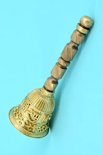 traditional "jai shree ram" brass antique gold plated bell(pooja ghantee)