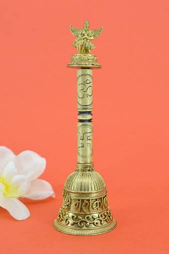 traditional "god garuda" brass antique gold plated bell(pooja ghantee)