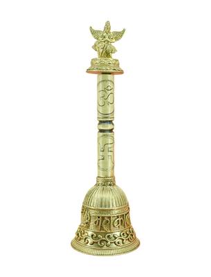 traditional "god garuda" brass antique gold plated bell(pooja ghantee) 2