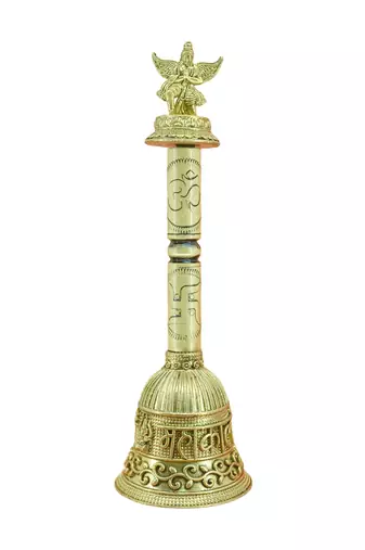 traditional "god garuda" brass antique gold plated bell(pooja ghantee)