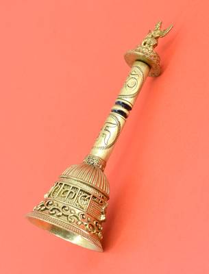 traditional "god garuda" brass antique gold plated bell(pooja ghantee) 3