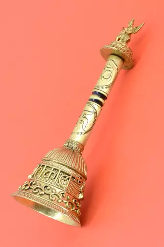 traditional "god garuda" brass antique gold plated bell(pooja ghantee)