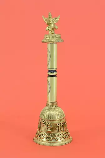 traditional "god garuda" brass antique gold plated bell(pooja ghantee)