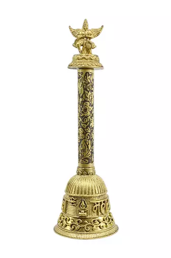 traditional "god garuda and mahakaal" brass antique gold plated bell(pooja ghantee)