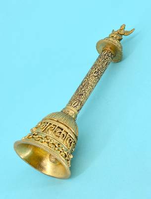 traditional "god garuda and mahakaal" brass antique gold plated bell(pooja ghantee) 5