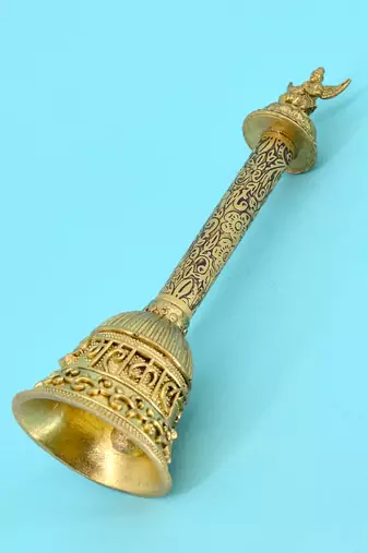 traditional "god garuda and mahakaal" brass antique gold plated bell(pooja ghantee)