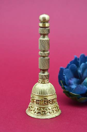 traditional "om namah shivay" brass antique gold plated bell(pooja ghantee)