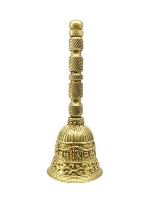 traditional "om namah shivay" brass antique gold plated bell(pooja ghantee) 2