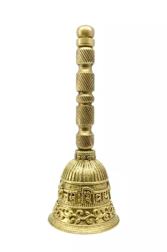 traditional "om namah shivay" brass antique gold plated bell(pooja ghantee)