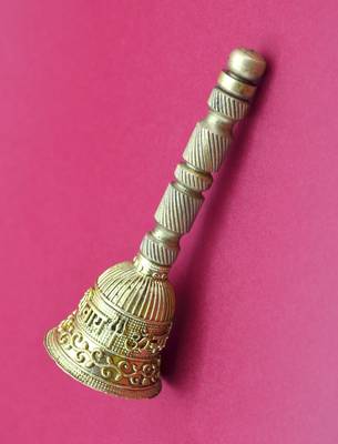 traditional "om namah shivay" brass antique gold plated bell(pooja ghantee) 3