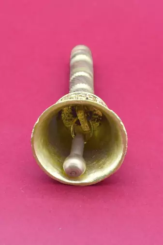 traditional "om namah shivay" brass antique gold plated bell(pooja ghantee)