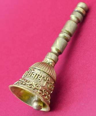 traditional "om namah shivay" brass antique gold plated bell(pooja ghantee) 5