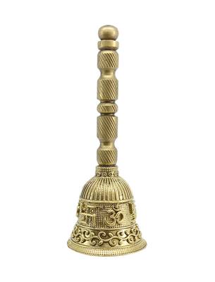 traditional "swastik and om" brass antique gold plated bell(pooja ghantee) 2