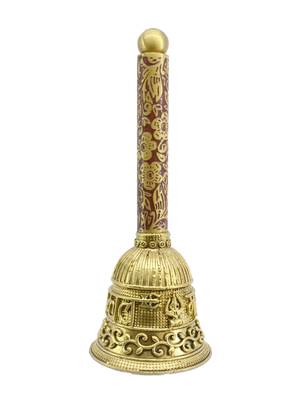 traditional "mahakaal writing word" brass antique gold plated bell(pooja ghantee) 2
