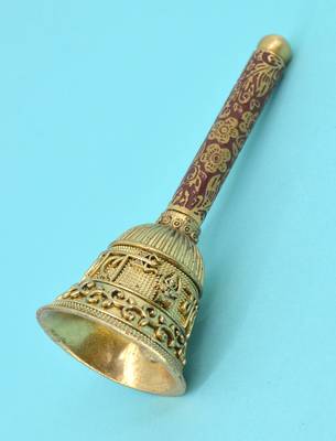 traditional "mahakaal writing word" brass antique gold plated bell(pooja ghantee) 5