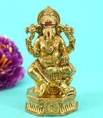 traditional god ganesha design brass antique gold plated idol(murti)