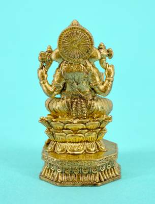 traditional god ganesha design brass antique gold plated idol(murti) 4