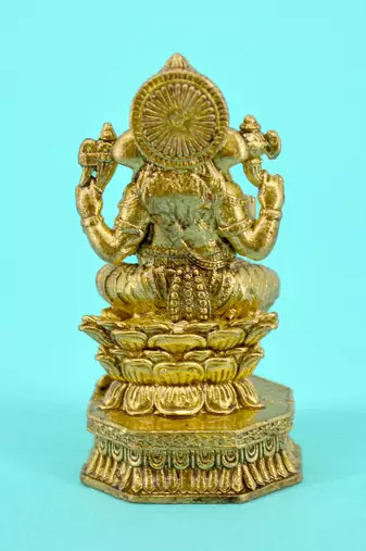 traditional god ganesha design brass antique gold plated idol(murti)
