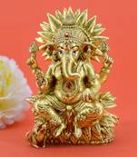 traditional god ganesha design brass antique gold plated idol(murti)
