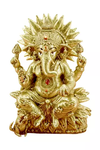 traditional god ganesha design brass antique gold plated idol(murti)