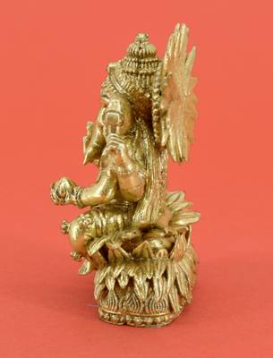 traditional god ganesha design brass antique gold plated idol(murti) 3