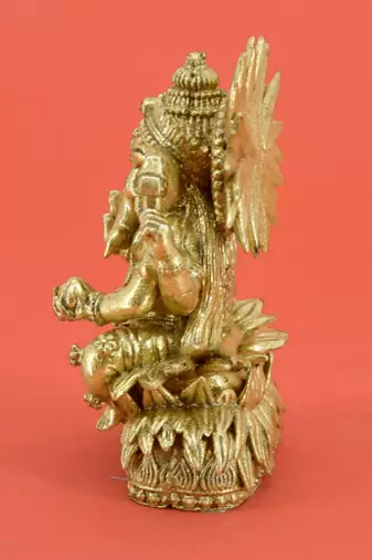traditional god ganesha design brass antique gold plated idol(murti)