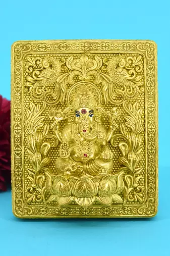 good-looking god ganesha design brass antique gold plated idol(murti)