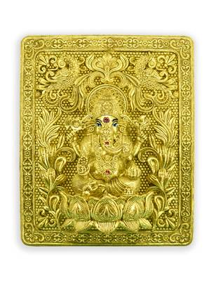 good-looking god ganesha design brass antique gold plated idol(murti) 2