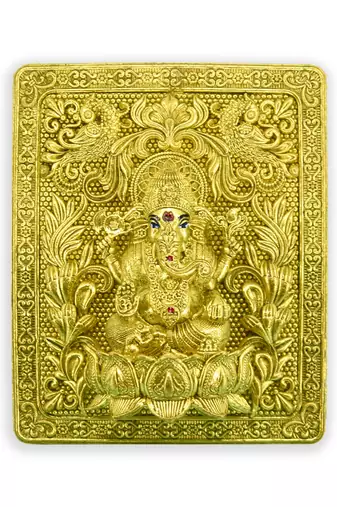 good-looking god ganesha design brass antique gold plated idol(murti)