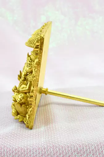 traditional devi laxmi and god ganesha brass antique gold plated idol(murti)