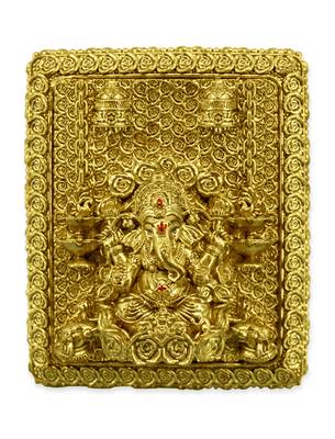 good-looking god ganesha design brass antique gold plated idol(murti) 1