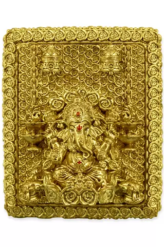 good-looking god ganesha design brass antique gold plated idol(murti)