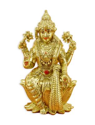 traditional devi laxmi design brass antique gold plated idol(murti) 2