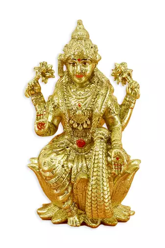 traditional devi laxmi design brass antique gold plated idol(murti)