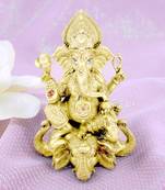 traditional god ganesha sitting on elephant brass gold plated idol(murti)