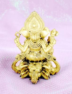 traditional god ganesha sitting on elephant brass gold plated idol(murti) 4