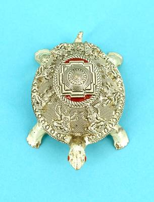 traditional "tortoise and laxmi ji design" brass antique gold plated idol(murti) 1