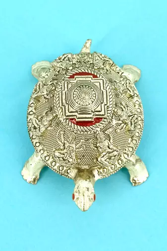 traditional "tortoise and laxmi ji design" brass antique gold plated idol(murti)
