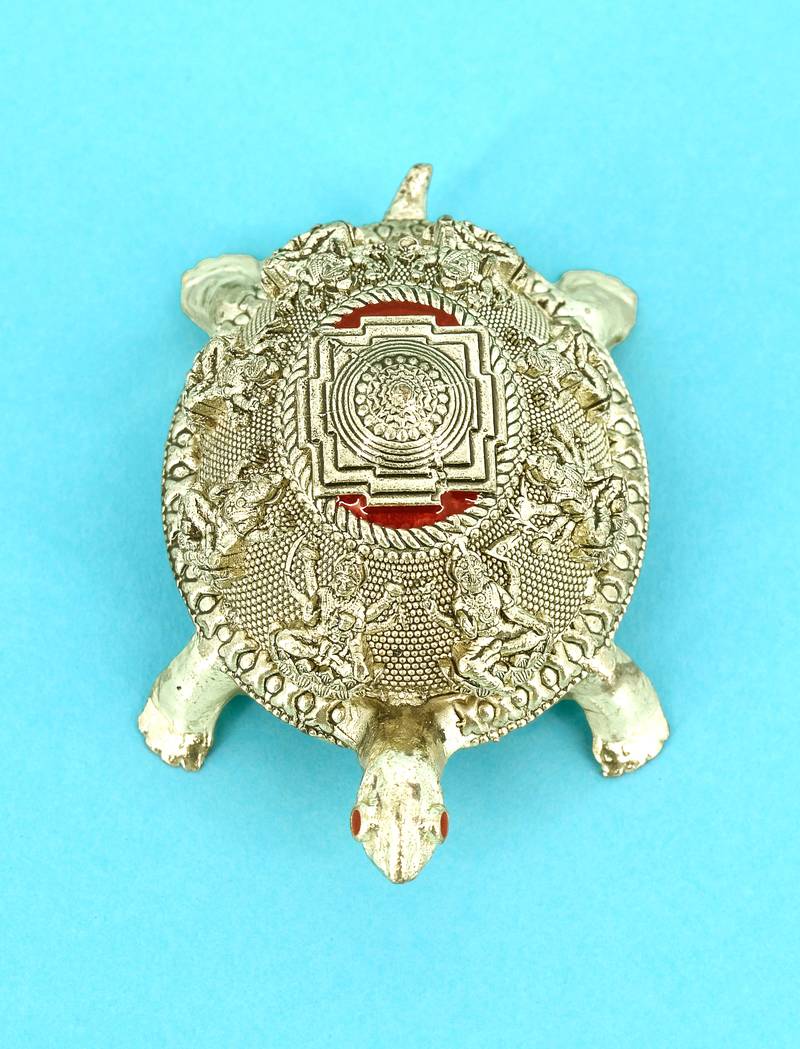 traditional "tortoise and laxmi ji design" brass antique gold plated idol(murti)